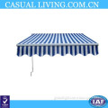 Terrace Manual Retractable Awning canopy umbrella Shelter Blue White